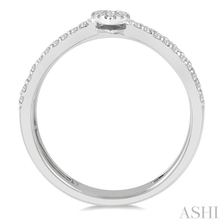 1/3 Ctw Twin Band Pear Shape Lovebright Round Cut Diamond Fashion Ring in 14K White Gold