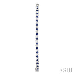 1.6 MM Sapphire and Alternating 1 1/2 Ctw Round Cut Inside-Out Diamond Precious Hoop Earrings in 14K White Gold