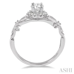 1/3 Ctw Diamond Engagement Ring with 1/5 Ct Round Cut Center Stone in 14K White Gold