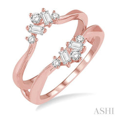 3/8 Ctw Baguette and Round Cut Diamond Insert Ring in 14K Rose Gold