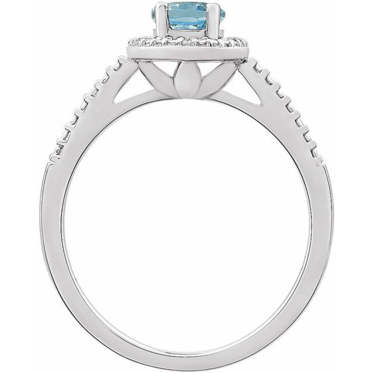 Sterling Silver Natural Sky Blue Topaz & .01 CTW Natural Diamond Ring