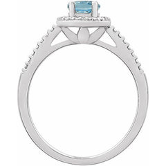 Sterling Silver Natural Sky Blue Topaz & .01 CTW Natural Diamond Ring