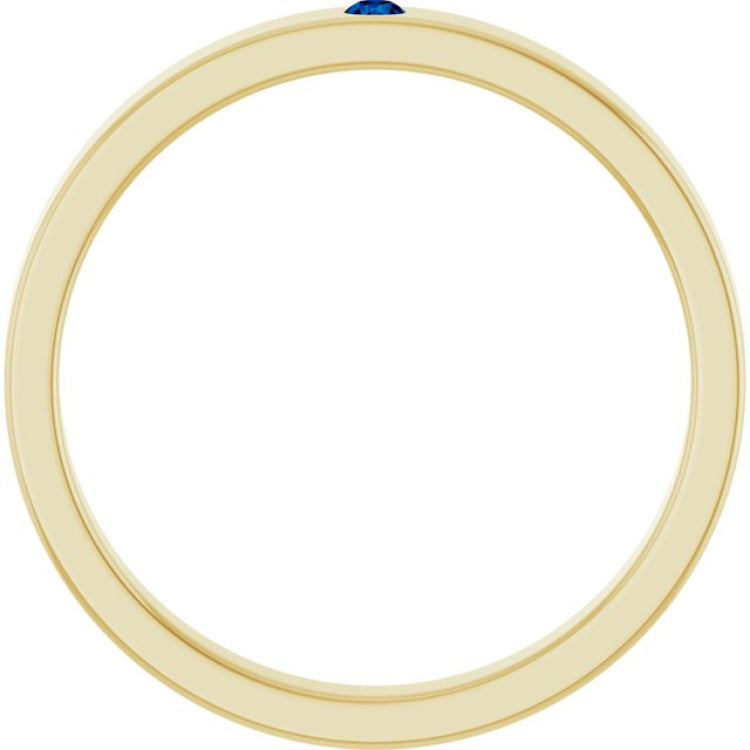 14K Yellow Gold Lab-Grown Blue Sapphire Family Stackable Ring