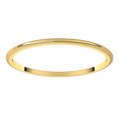 14K Yellow Gold 1 mm Lightweight Half Round Band Size 7