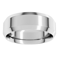 10K White Gold 7 mm Beveled-Edge Comfort-Fit Flat Band Size 10