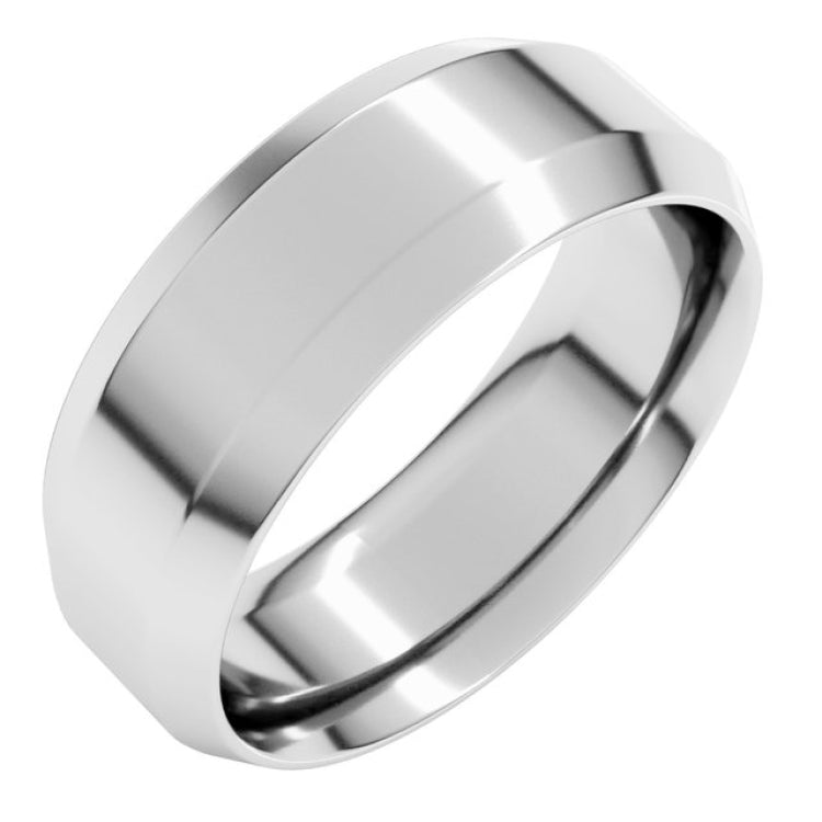 Platinum 7 mm Beveled-Edge Comfort-Fit Flat Band Size 9.5