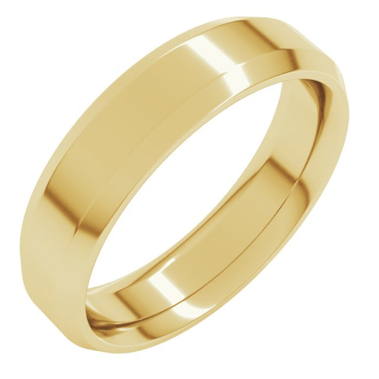 10K Yellow Gold 5 mm Beveled-Edge Comfort-Fit Flat Band Size 10