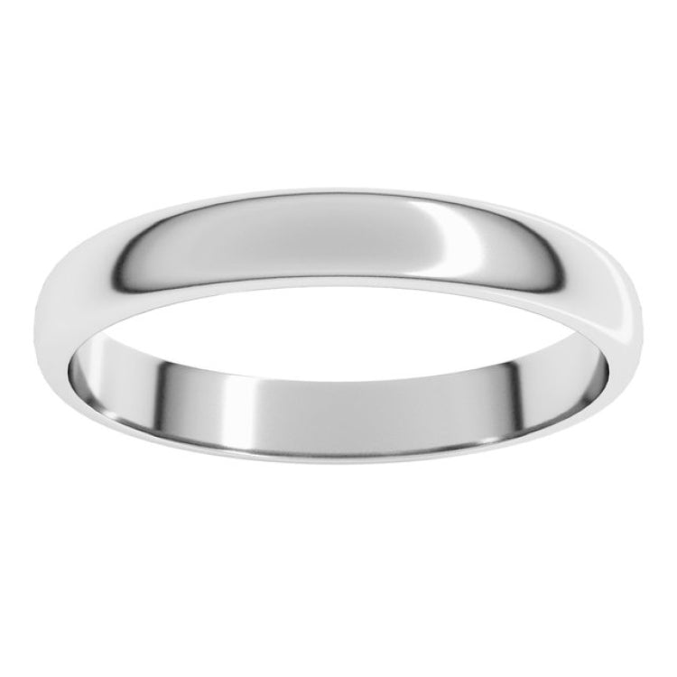 14K White Gold 3 mm Lightweight Half Round Band Size 6