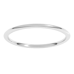 14K White Gold 1 mm Lightweight Comfort-Fit Half Round Band Size 7.5