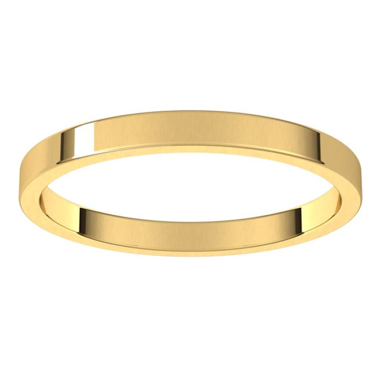 14K Yellow Gold 2 mm Flat Band Size 7.5