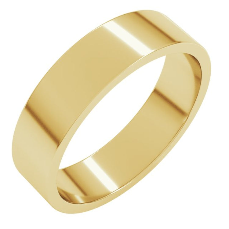 14K Yellow Gold 5 mm Flat Band Size 6.5