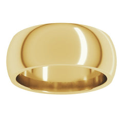 10K Yellow Gold 8 mm Comfort-Fit Half Round Band Size 5.5