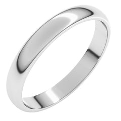 10K White Gold 3 mm Lightweight Half Round Band Size 8