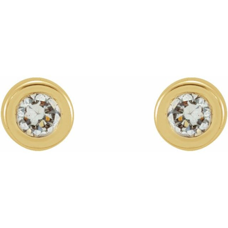 14K Yellow Gold .02 CTW Natural Diamond Micro Bezel-Set Earrings