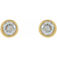 14K Yellow Gold 1/8 CTW Natural Diamond Micro Bezel-Set Earrings