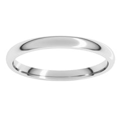 14K White Gold 2 mm Lightweight Comfort-Fit Half Round Band Size 8