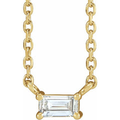 14K Yellow Gold 1/8 CT Natural Diamond Solitaire 18" Necklace