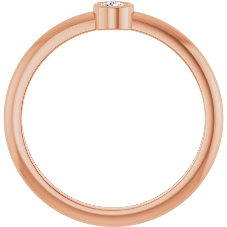 14K Rose Gold 1/10 CT Rose-Cut Natural Diamond Stackable Ring