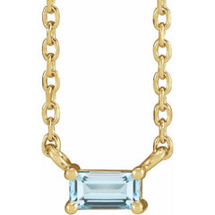 14K Yellow Gold Natural Sky Blue Topaz Solitaire 18" Necklace