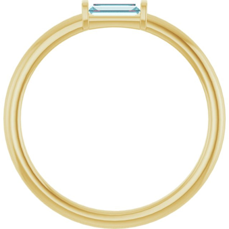 14K Yellow Gold Natural Sky Blue Topaz Stackable Ring