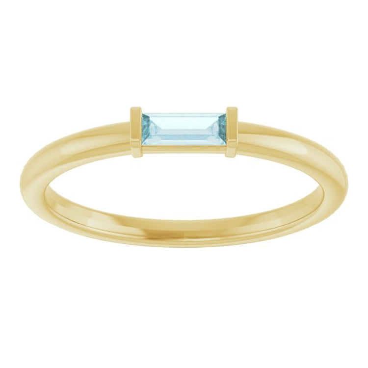 14K Yellow Gold Natural Sky Blue Topaz Stackable Ring