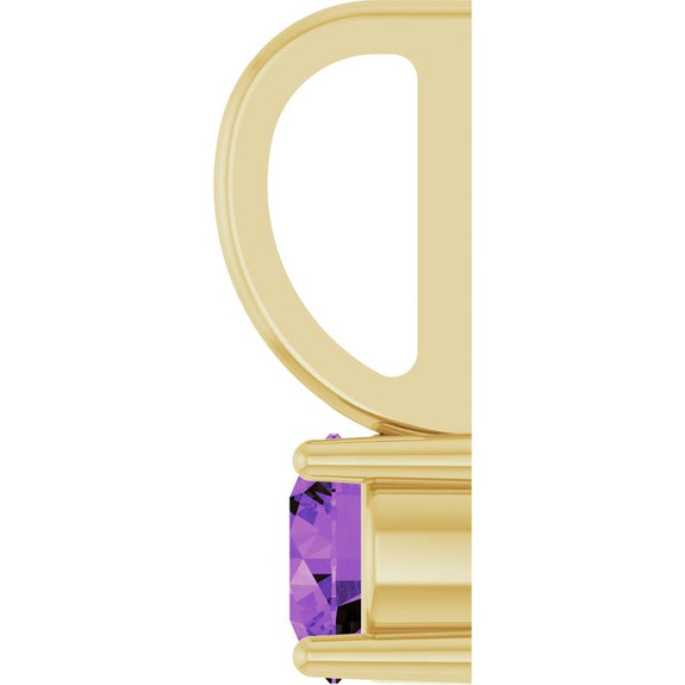 14K Yellow Gold Imitation Amethyst Solitaire Charm/Pendant