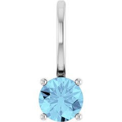 Sterling Silver Imitation Aquamarine Solitaire Charm/Pendant
