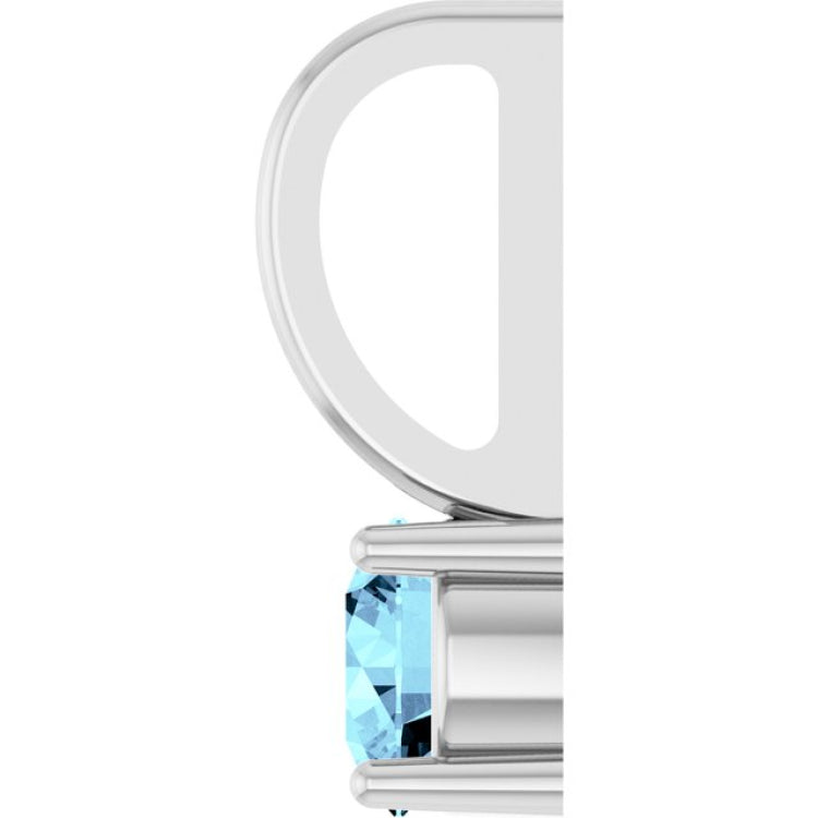 Sterling Silver Imitation Aquamarine Solitaire Charm/Pendant
