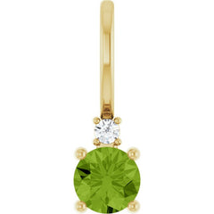14K Yellow Gold Natural Peridot & .015 CT Natural Diamond Charm/Pendant