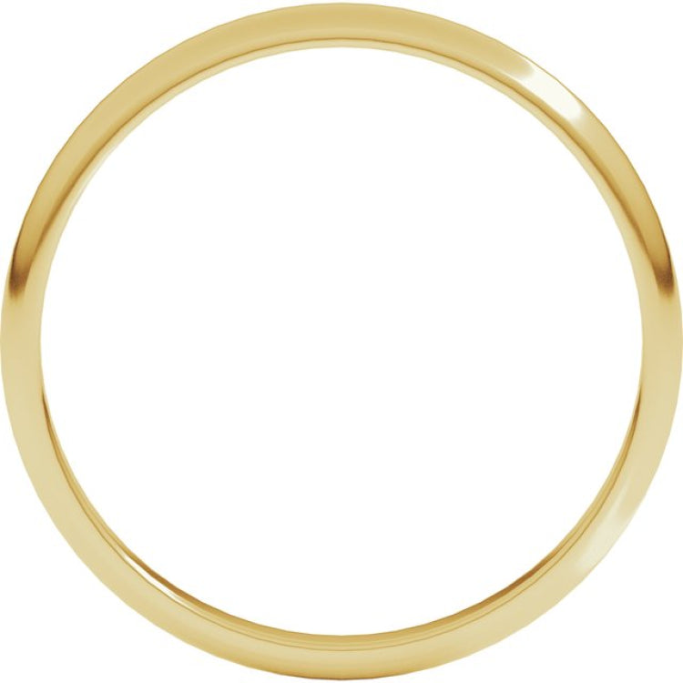 14K Yellow Gold 2 mm Lightweight Half Round Band Size 3