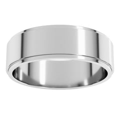 14K White Gold 6 mm Stepped-Edge Flat Band Size 10