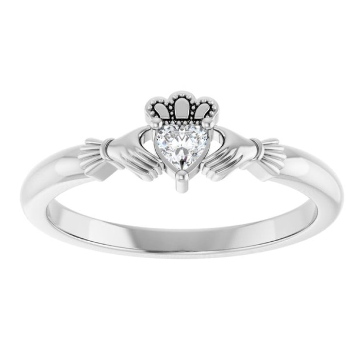 14K White Gold Stuller Lab-Grown Moissanite™  Claddagh Ring