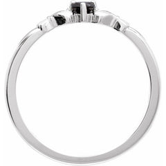 Sterling Silver Natural Black Onyx Claddagh Ring
