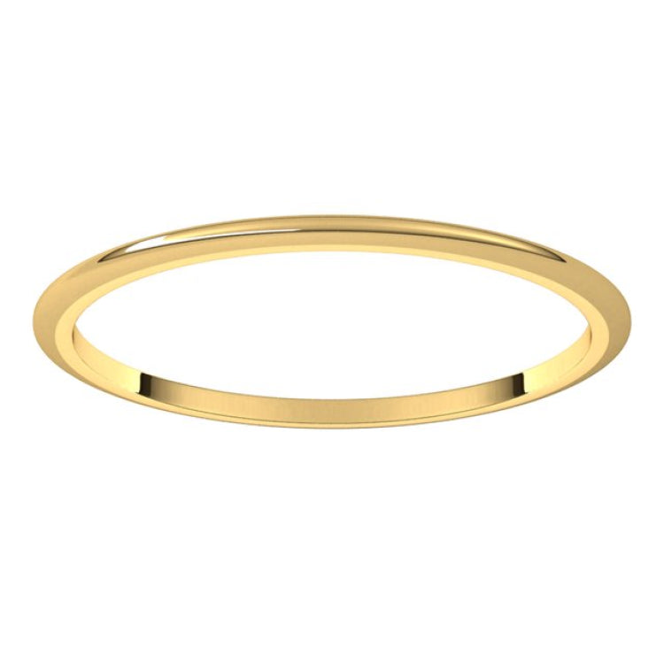 14K Yellow Gold 1 mm Half Round Band Size 2.5