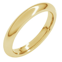 18K Yellow Gold 3 mm Comfort-Fit Half Round Band Size 6.5
