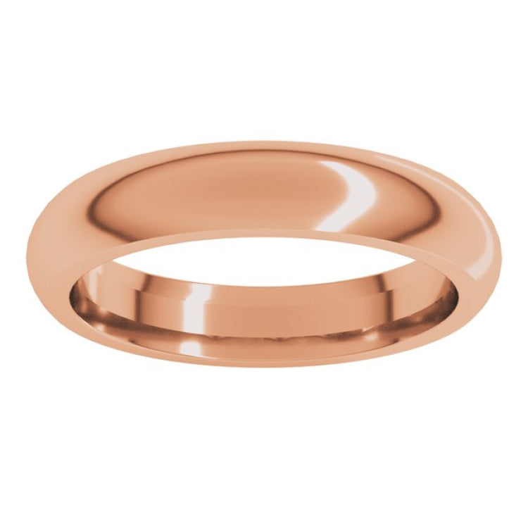 14K Rose Gold 4 mm Comfort-Fit Half Round Band Size 12