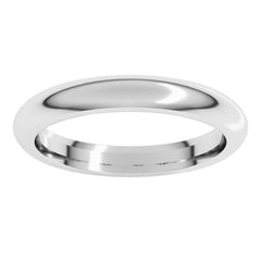 14K White Gold 3 mm Comfort-Fit Half Round Band Size 6.5