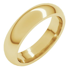 14K Yellow Gold 5 mm Comfort-Fit Half Round Band Size 13