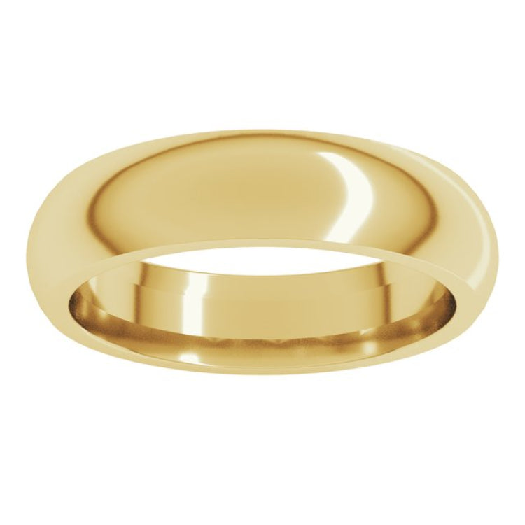 14K Yellow Gold 5 mm Comfort-Fit Half Round Band Size 13