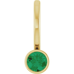 14K Yellow Gold Lab-Grown Emerald Charm/Pendant