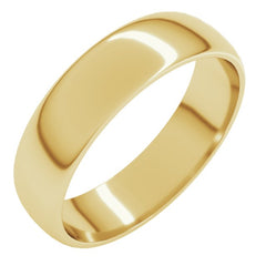14K Yellow Gold 5 mm Lightweight Half Round Band Size 8