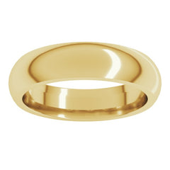 10K Yellow Gold 5 mm Comfort-Fit Half Round Band Size 9.5