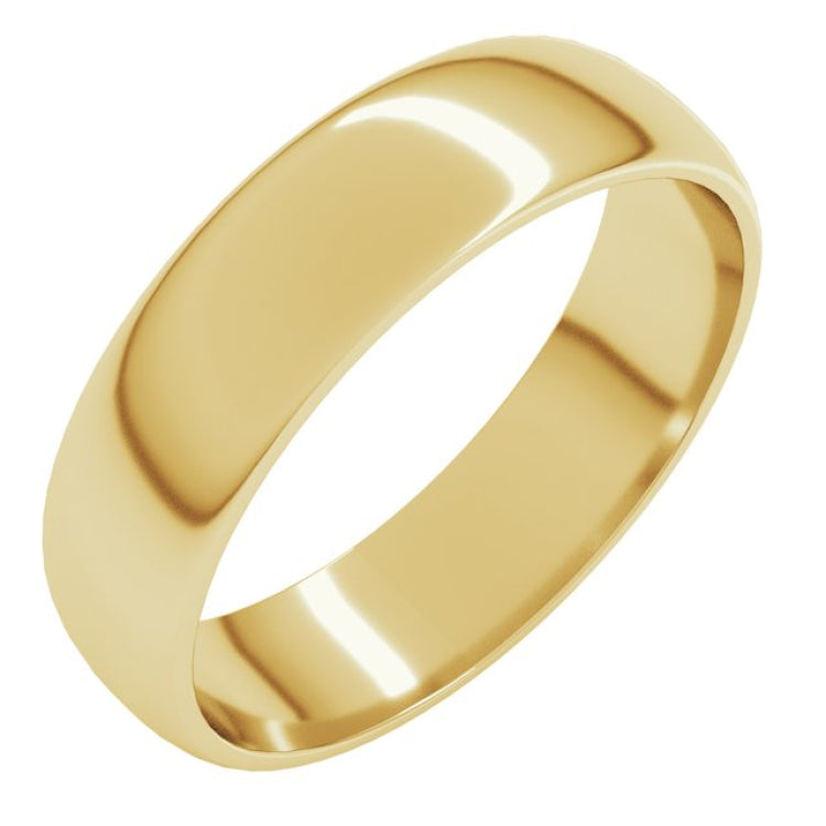14K Yellow Gold 5 mm Lightweight Half Round Band Size 12.5