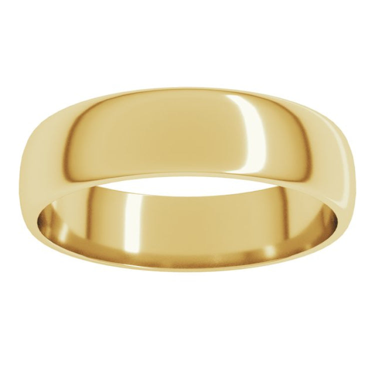 14K Yellow Gold 5 mm Lightweight Half Round Band Size 12.5