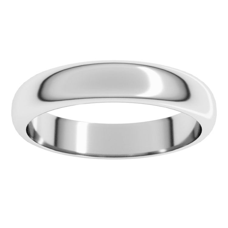 Platinum 4 mm Half Round Band Size 9.5
