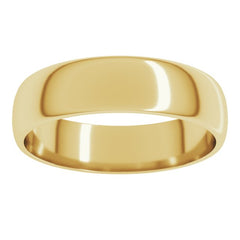 18K Yellow Gold 5 mm Lightweight Half Round Band Size 9.5