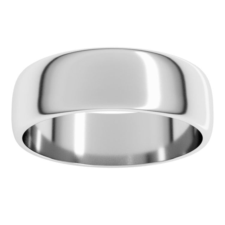 14K White Gold 6 mm Lightweight Half Round Band Size 11