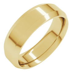 14K Yellow Gold 6 mm Beveled-Edge Comfort-Fit Flat Band Size 11