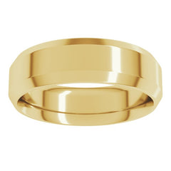 14K Yellow Gold 6 mm Beveled-Edge Comfort-Fit Flat Band Size 11