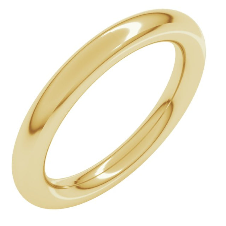 14K Yellow Gold 3 mm Comfort-Fit Full Round Band Size 3.5